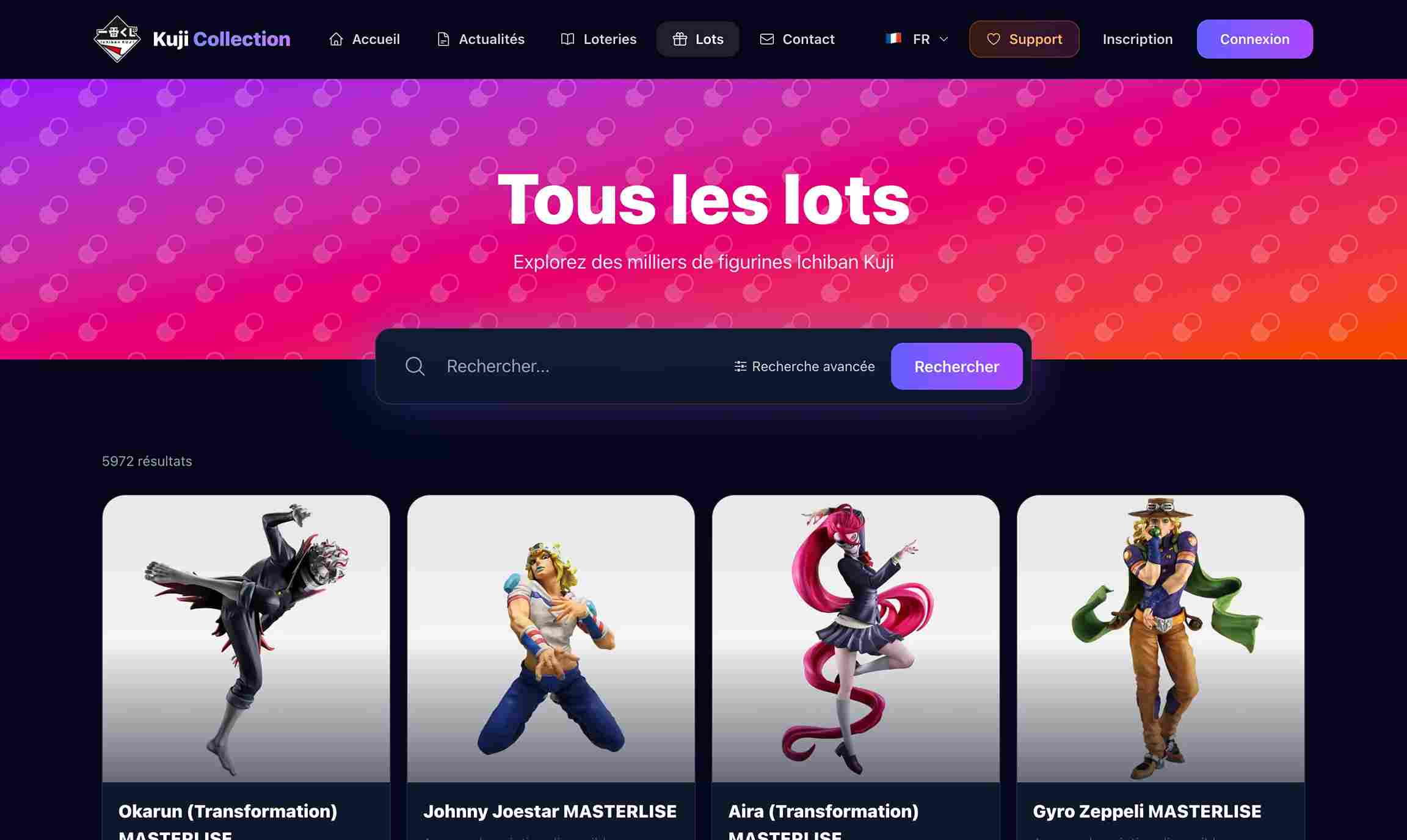 Recherche avancée de lots